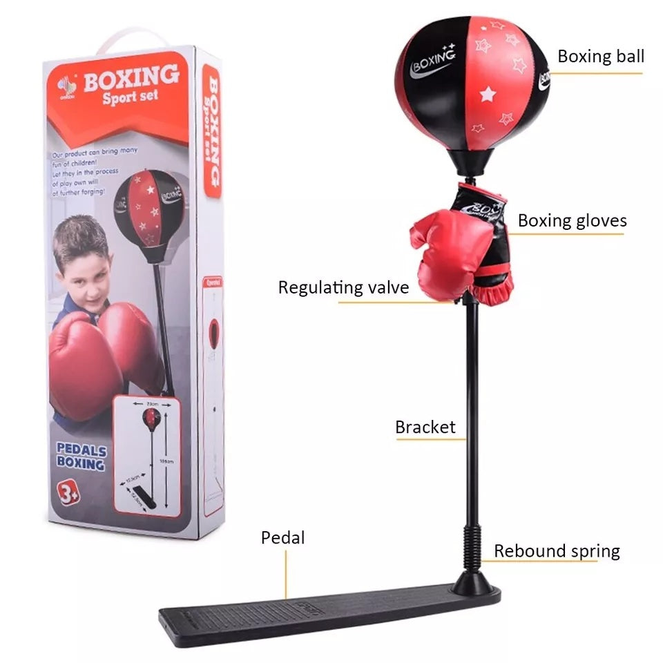Boxing Stand for Kids – Adjustable Height with Gloves and Pump