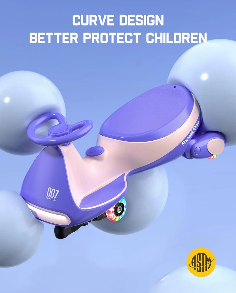 Electric Wiggle Car Ride-On for Kids – 2 Speeds, LED Lights & Music