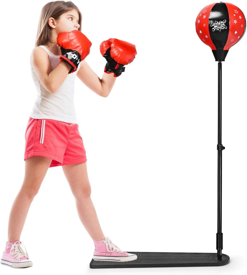 Boxing Stand for Kids – Adjustable Height with Gloves and Pump