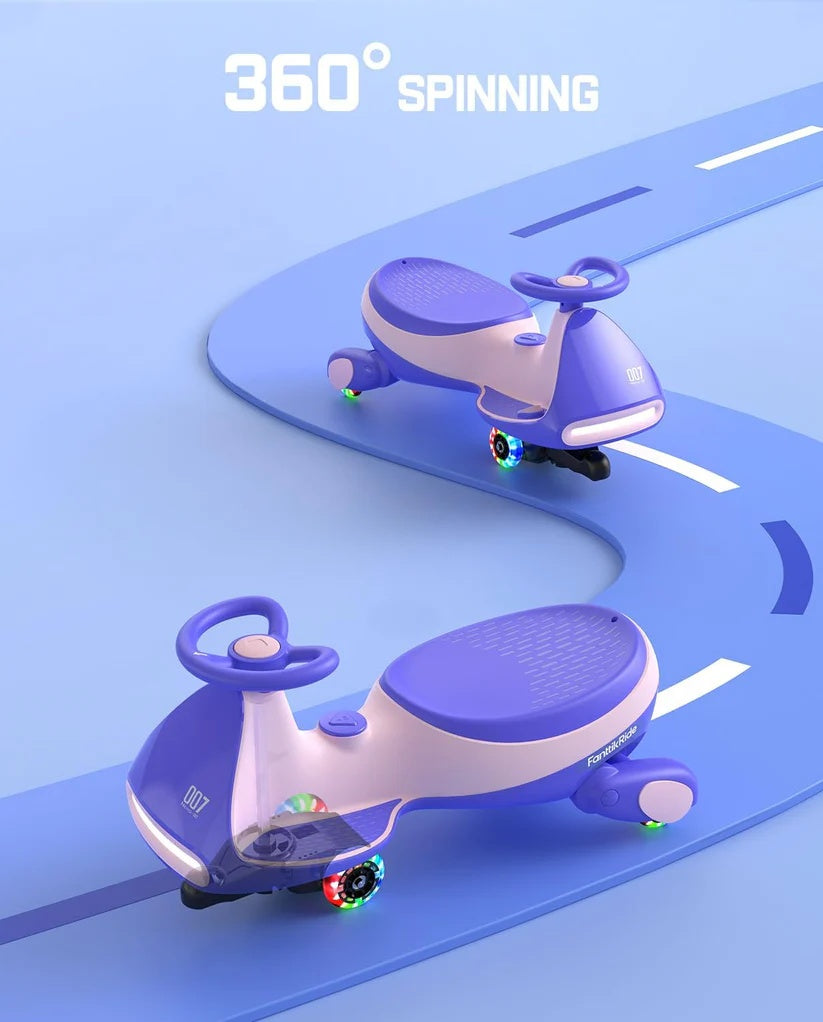 Electric Wiggle Car Ride-On for Kids – 2 Speeds, LED Lights & Music