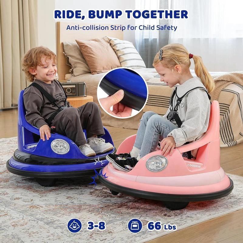 12V Kids Ride-On Bumper Car – 360° Spin, Remote Control & LED Lights