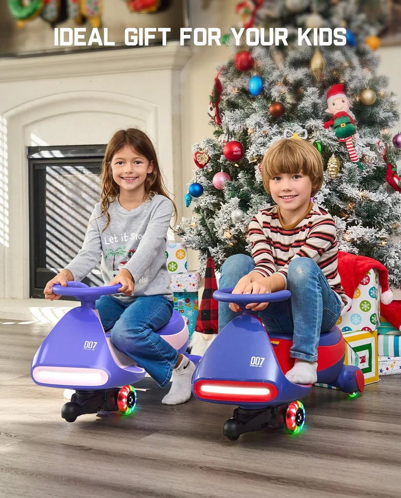 Electric Wiggle Car Ride-On for Kids – 2 Speeds, LED Lights & Music