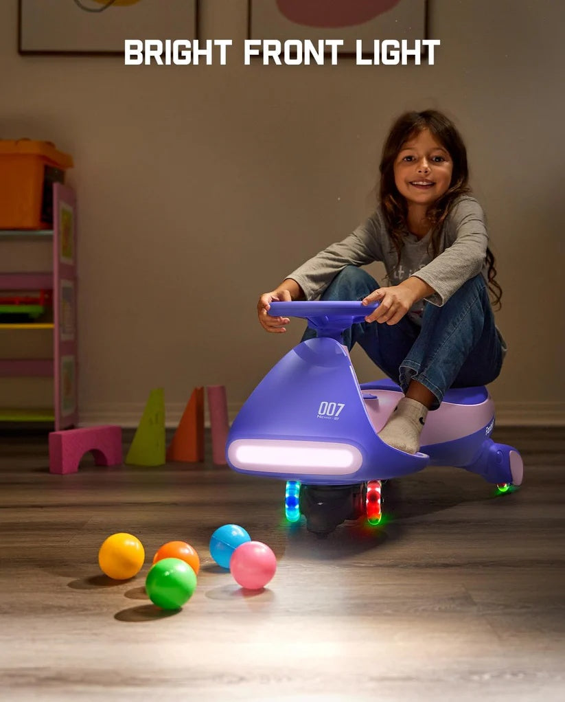 Electric Wiggle Car Ride-On for Kids – 2 Speeds, LED Lights & Music