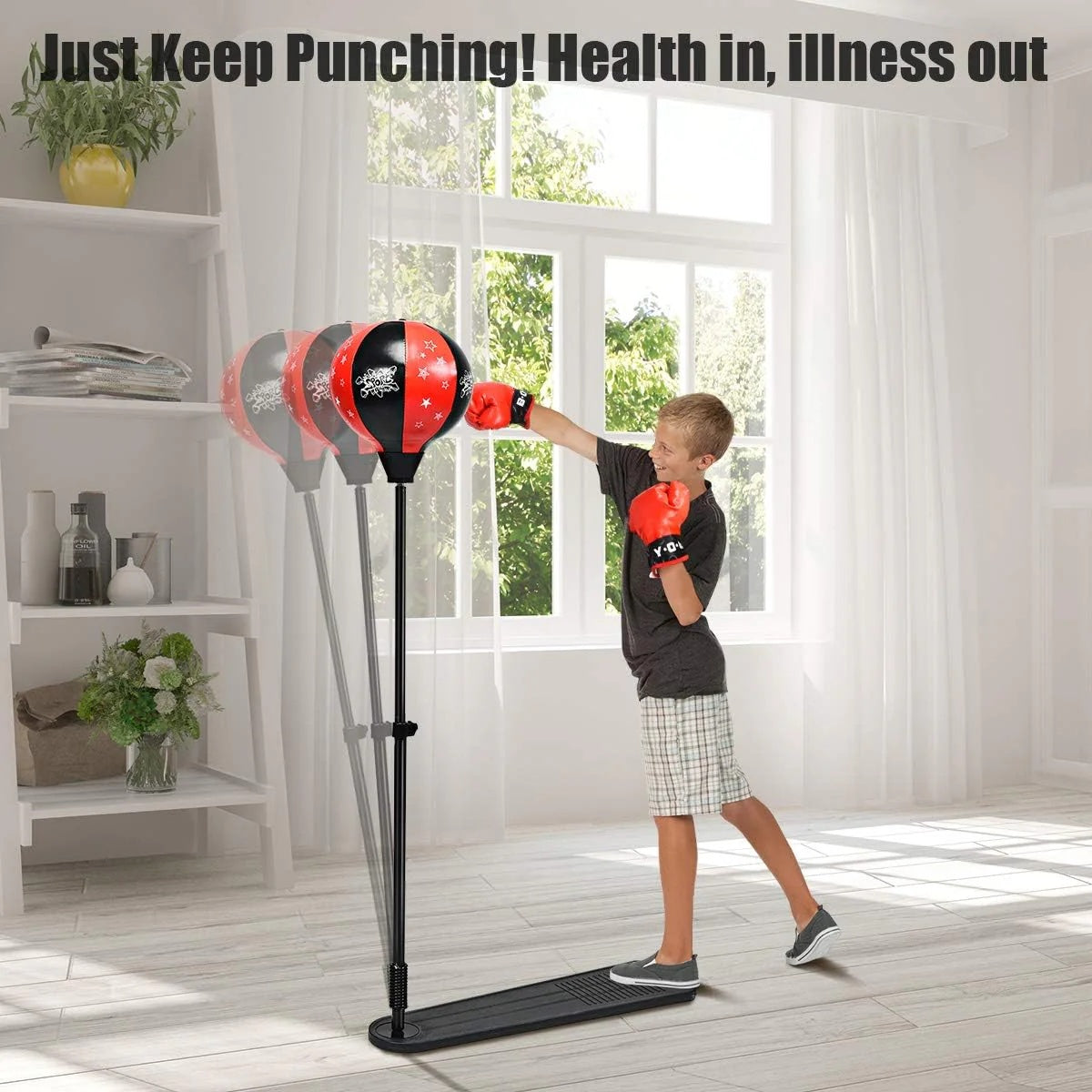 Boxing Stand for Kids – Adjustable Height with Gloves and Pump
