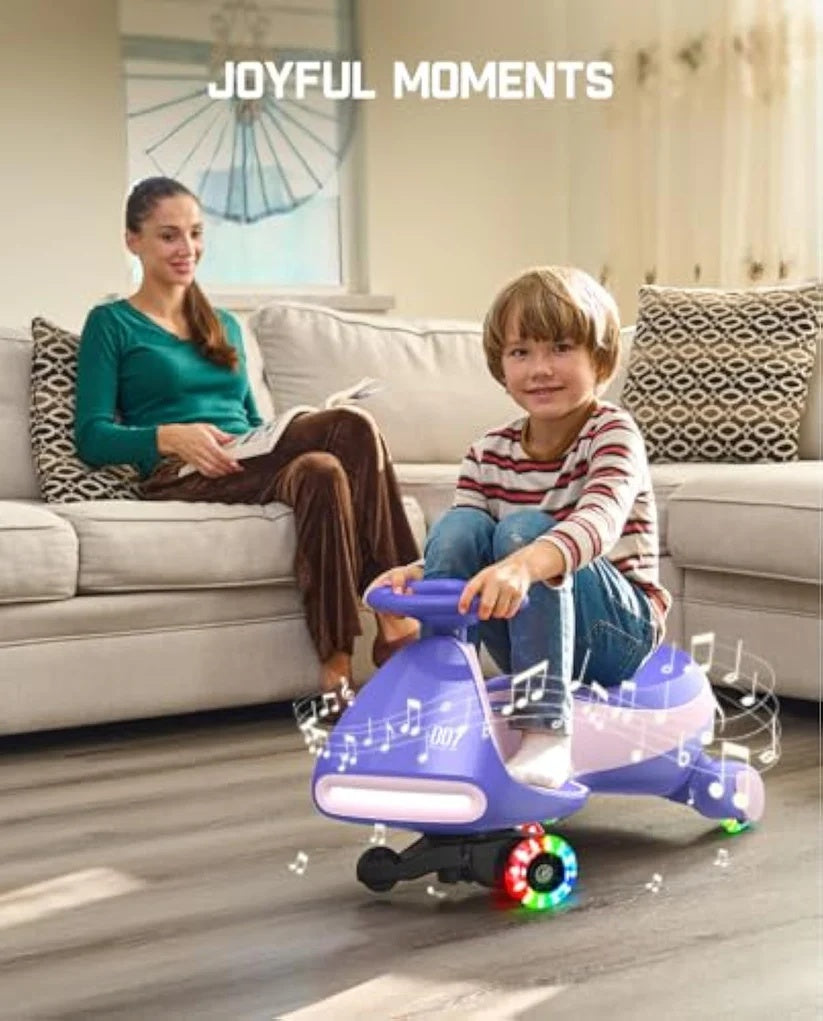 Electric Wiggle Car Ride-On for Kids – 2 Speeds, LED Lights & Music
