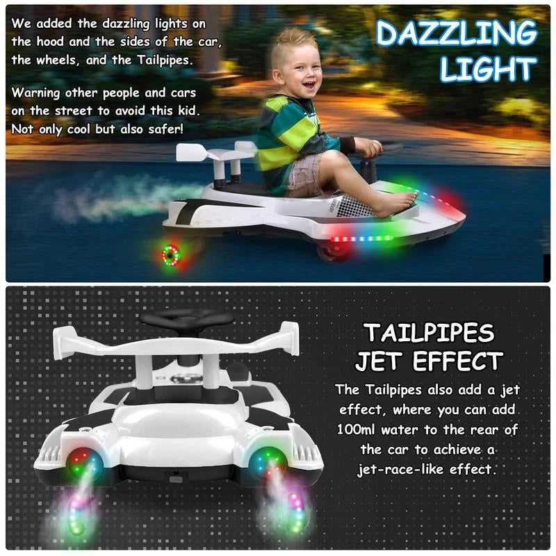 Kids 12V Electric Wiggle Car – Fun Ride with Lights and Bluetooth