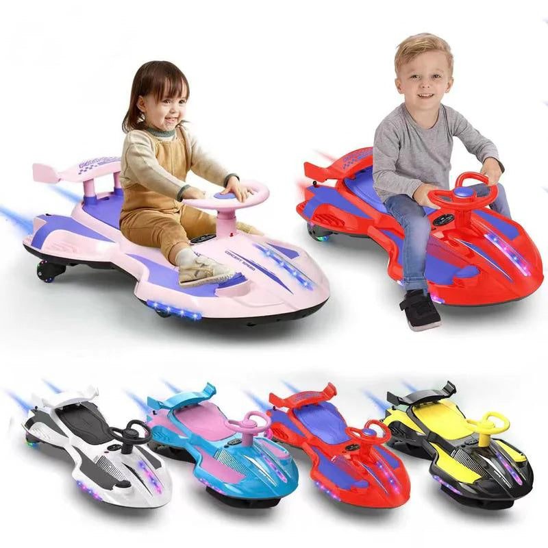 Kids 12V Electric Wiggle Car – Fun Ride with Lights and Bluetooth
