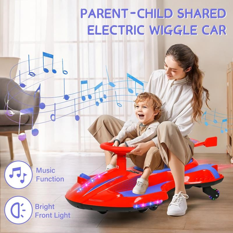 Kids 12V Electric Wiggle Car – Fun Ride with Lights and Bluetooth