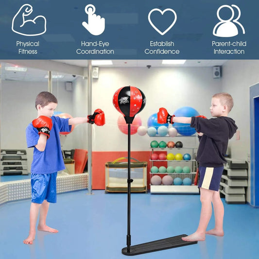 Boxing Stand for Kids – Adjustable Height with Gloves and Pump