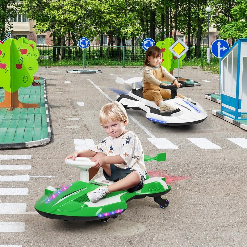 Kids 12V Electric Wiggle Car – Fun Ride with Lights and Bluetooth