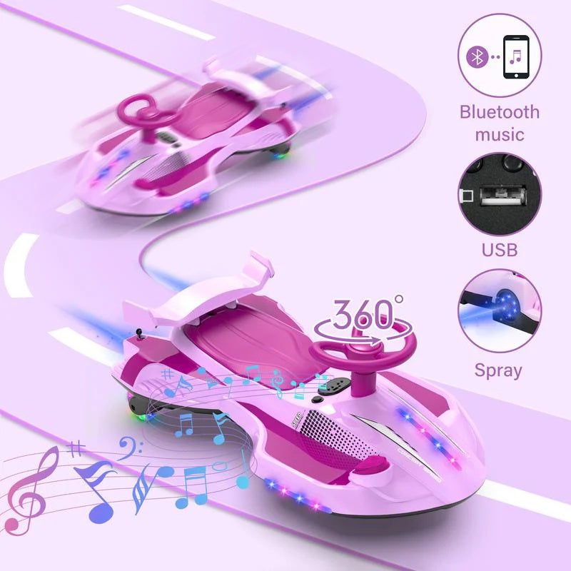 Kids 12V Electric Wiggle Car – Fun Ride with Lights and Bluetooth