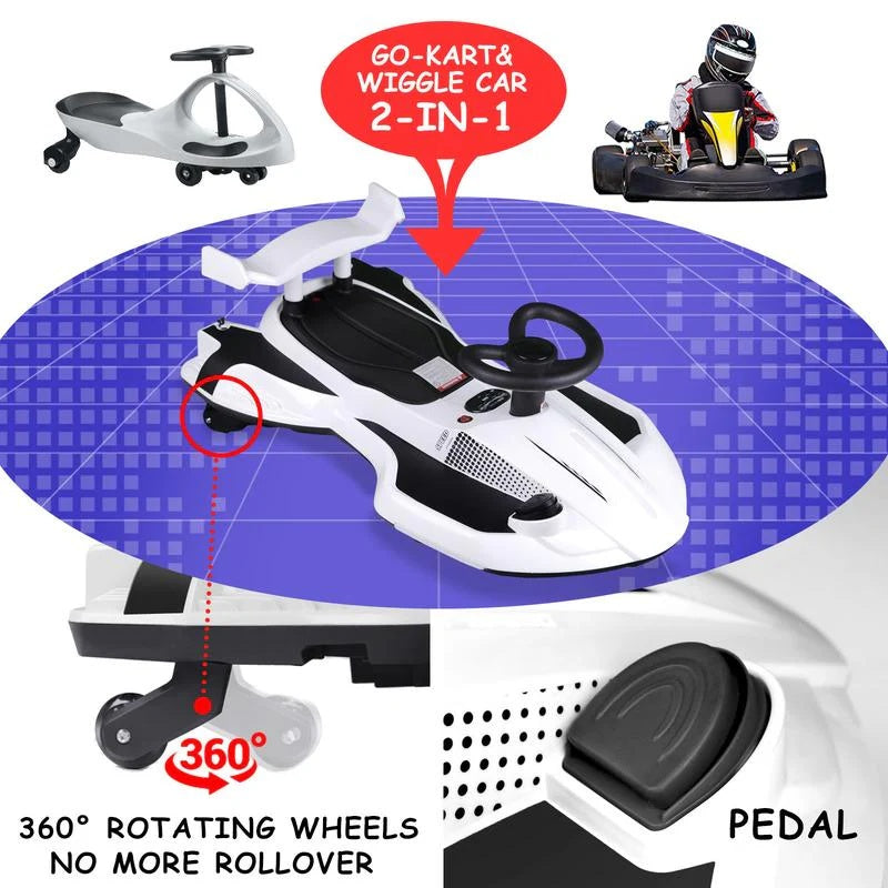 Kids 12V Electric Wiggle Car – Fun Ride with Lights and Bluetooth