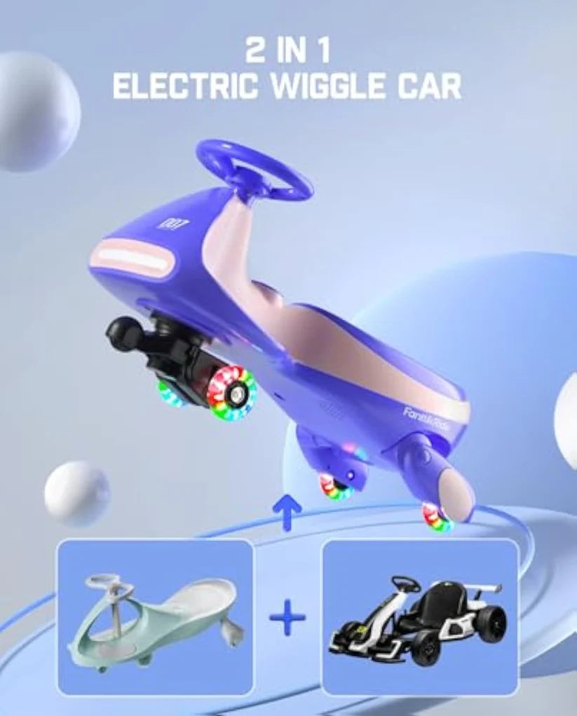 Electric Wiggle Car Ride-On for Kids – 2 Speeds, LED Lights & Music