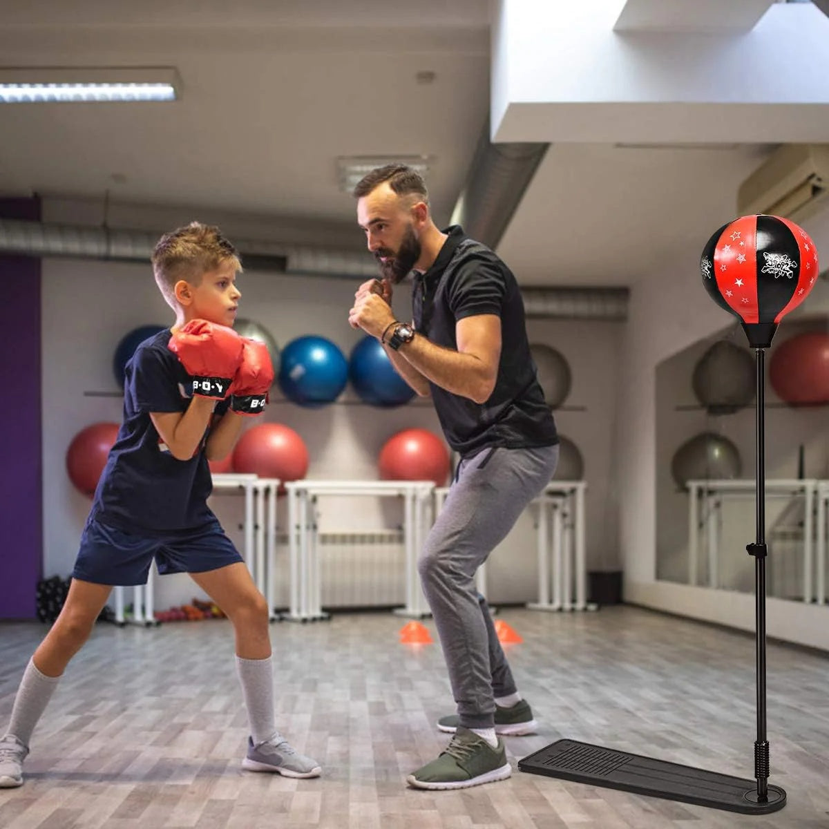 Boxing Stand for Kids – Adjustable Height with Gloves and Pump