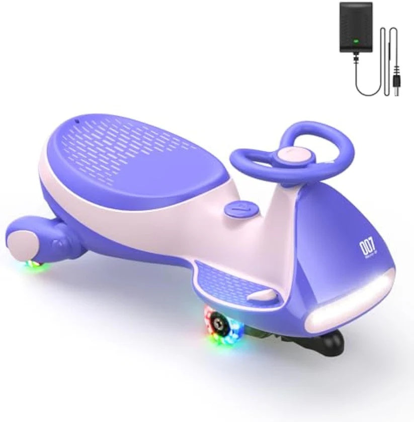 Electric Wiggle Car Ride-On for Kids – 2 Speeds, LED Lights & Music