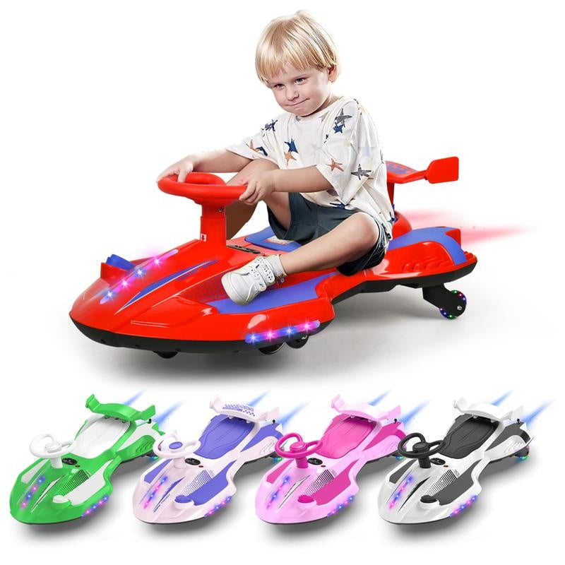 Kids 12V Electric Wiggle Car – Fun Ride with Lights and Bluetooth